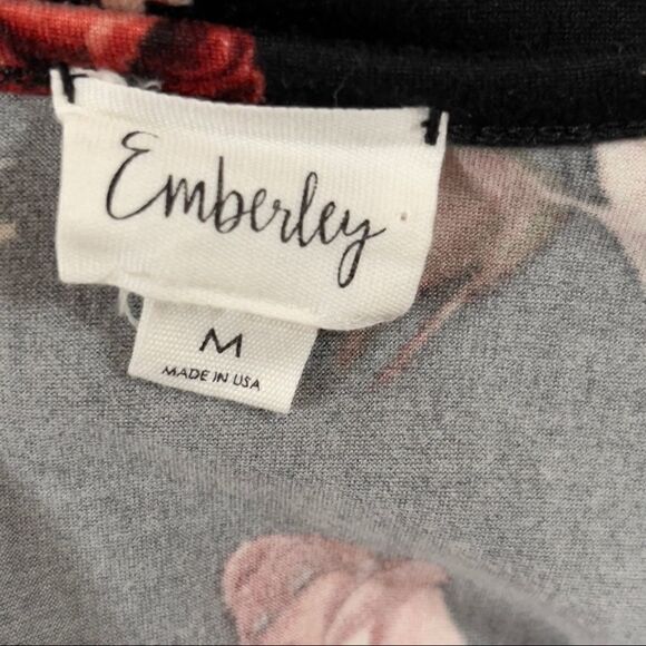 Emberly Black Floral Bell Sleeve Shift Dress Size M - Picture 11 of 12